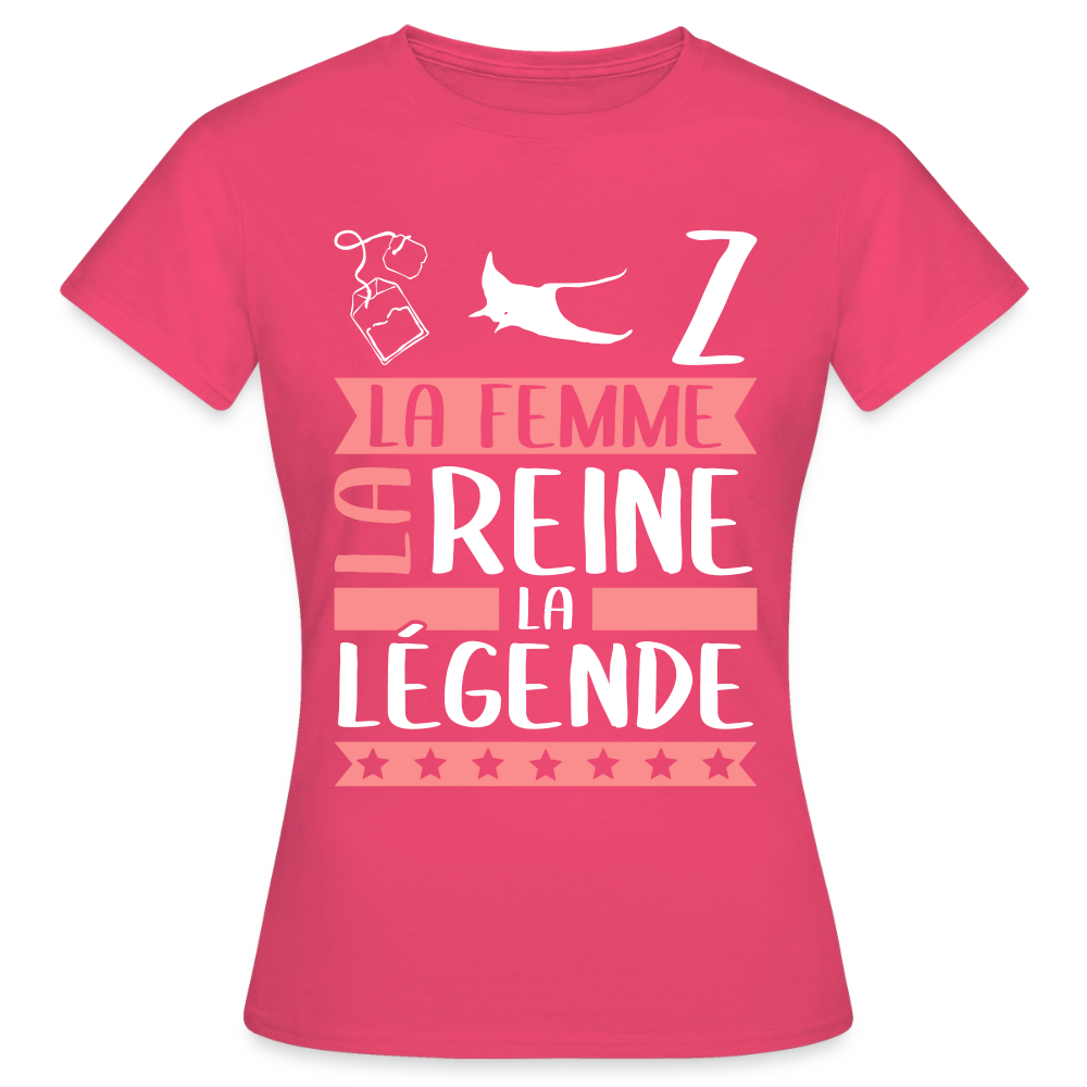 T-shirt femme Thérèse rébus – La femme, la reine, la légende - rose azalée