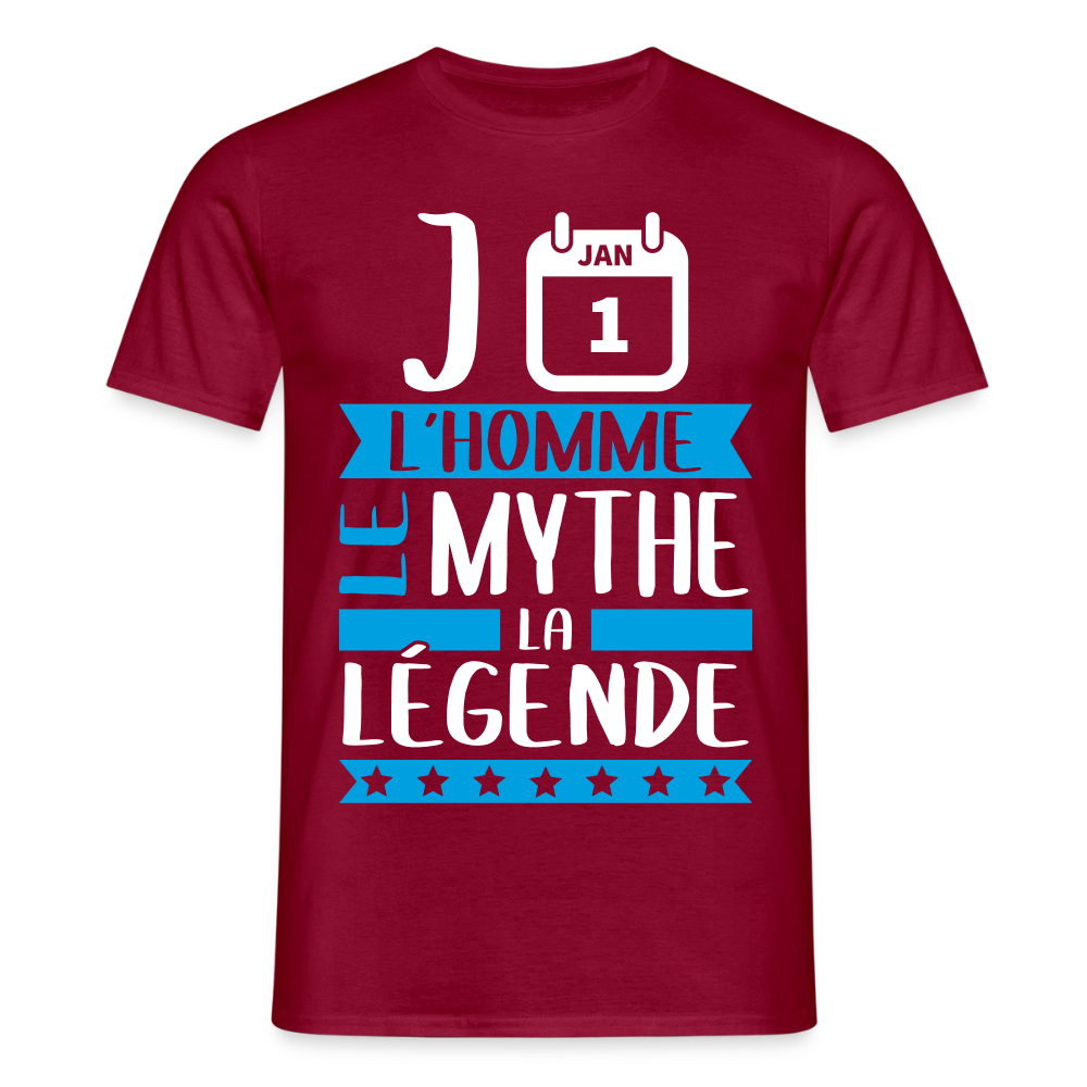 T-shirt homme Jean rébus – L’homme, le mythe, la légende - rouge brique