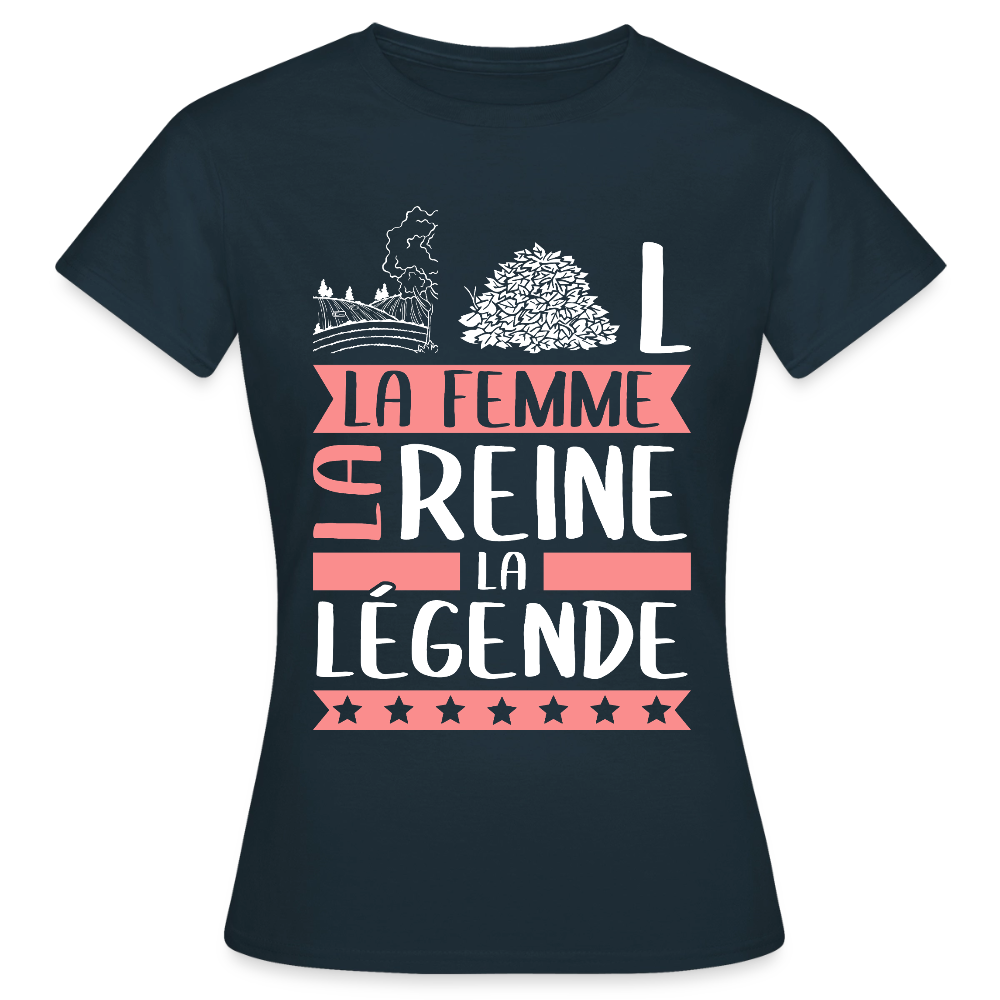 T-shirt femme Chantal rébus – La femme, la reine, la légende - marine