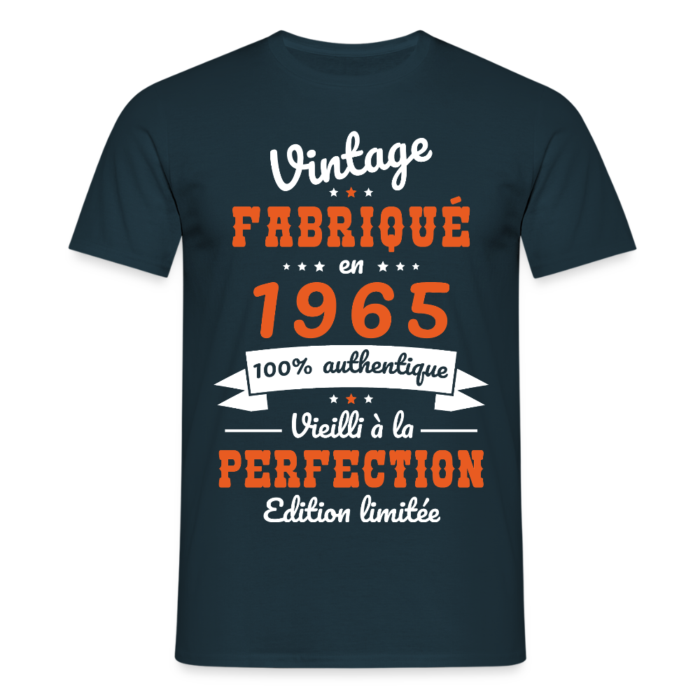 T-shirt Homme - Anniversaire 60 Ans - Vintage fabriqué en 1965 - marine