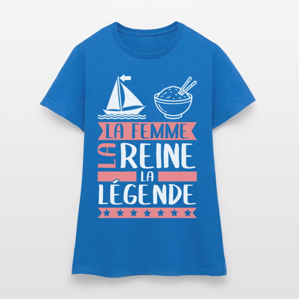 T-shirt femme Marie rébus – La femme, la reine, la légende - bleu royal