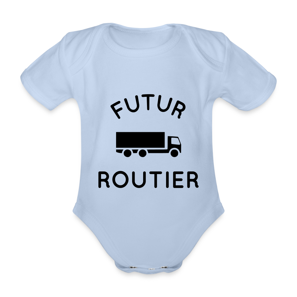 Body Bébé bio manches courtes - Futur routier - ciel