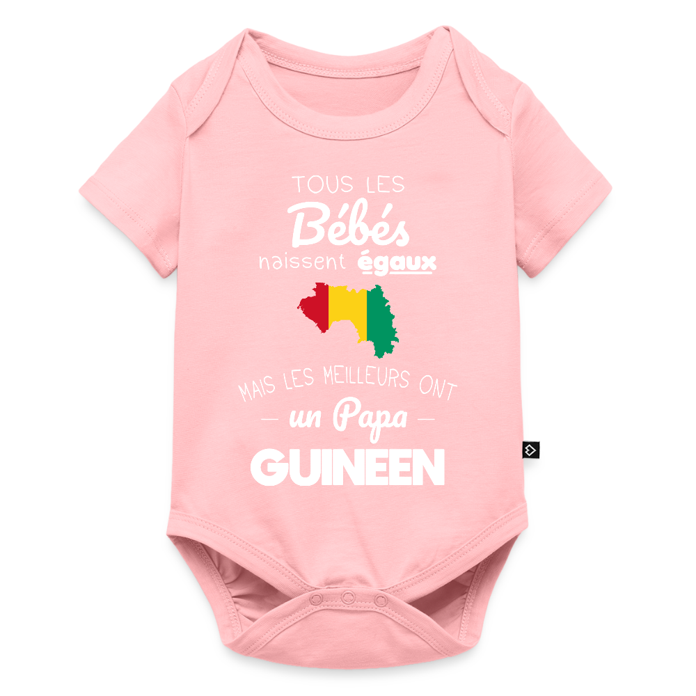 Body Bébé bio manches courtes - Les Meilleurs Ont Un Papa Guinéen - rose