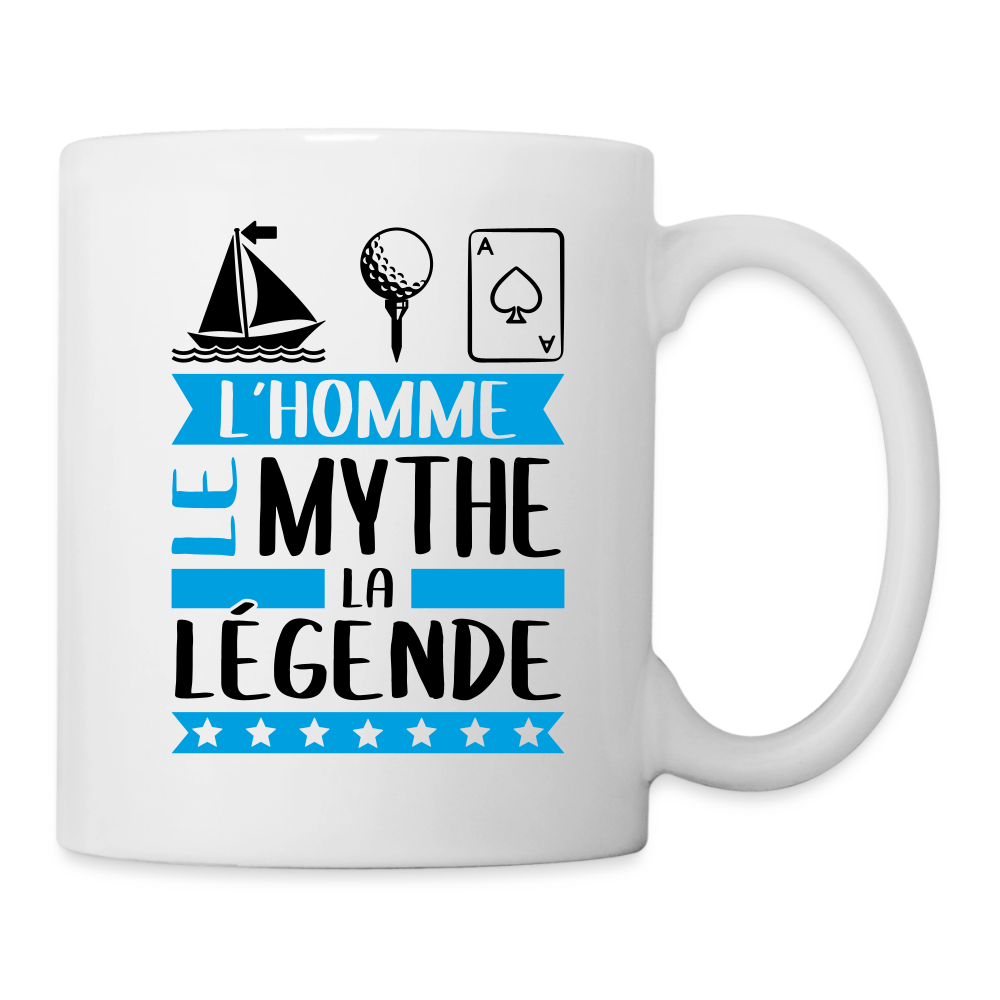 Mug blanc Mathias rébus – L’homme, le mythe, la légende - blanc