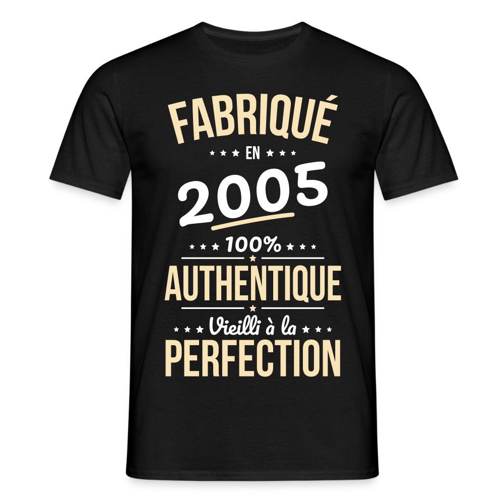 T-shirt Homme - Anniversaire 20 Ans - Fabriqué en 2005 - noir