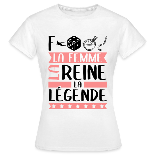 T-shirt femme coloris clair Frédérique rébus – La femme, la reine, la légende - blanc