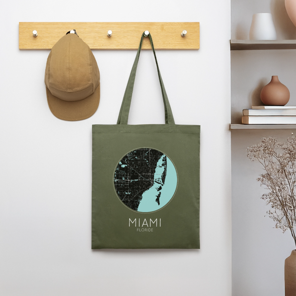 Tote Bag Miami Bio – Plan de Miami - kaki