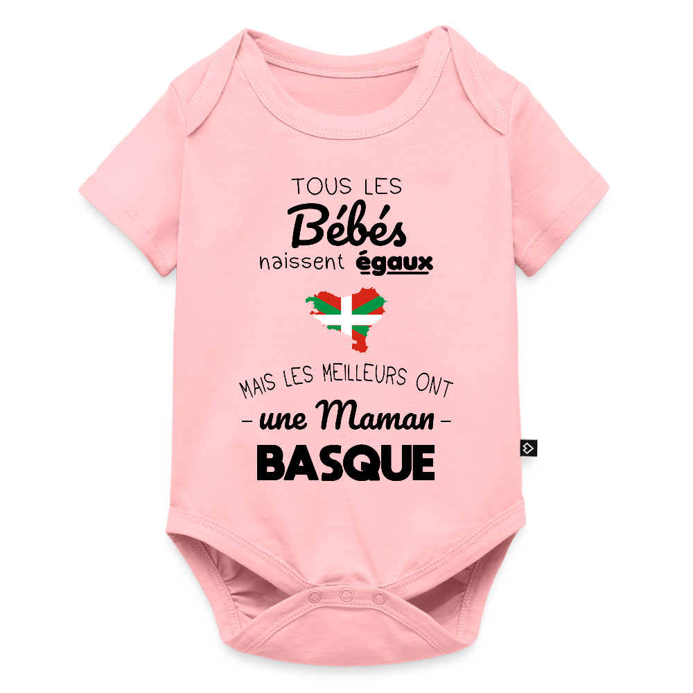 Body Bébé bio manches courtes - Les Meilleurs Ont Une Maman Basque - rose