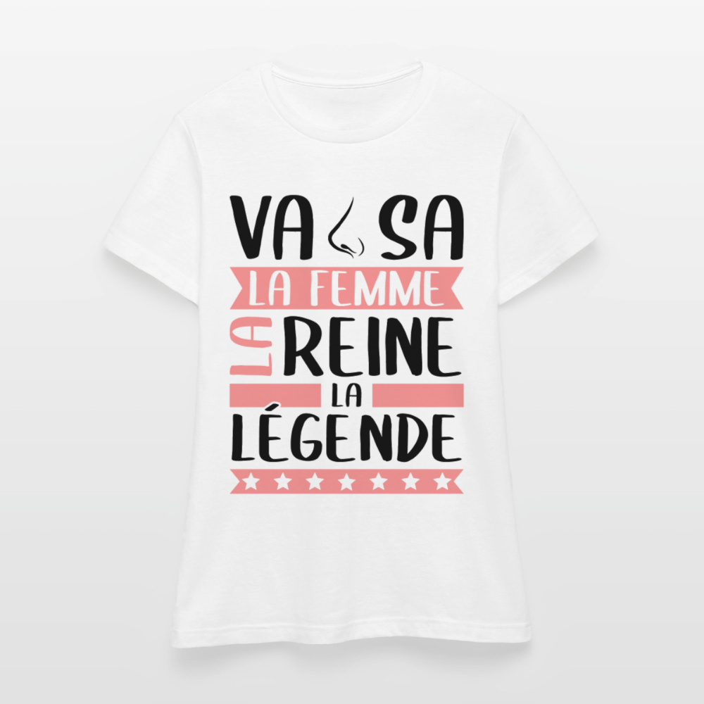 T-shirt femme coloris clair Vanessa en rébus – La femme, la reine, la légende - blanc