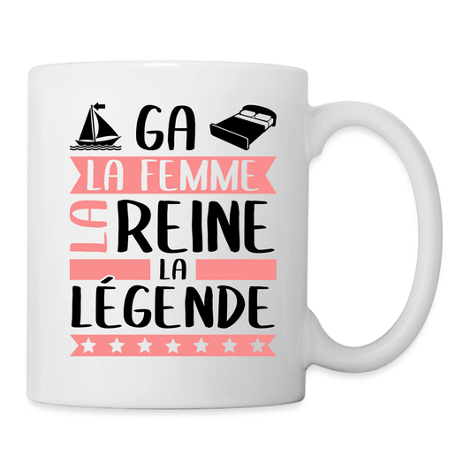 Mug blanc Magalie rébus – La femme, la reine, la légende - blanc