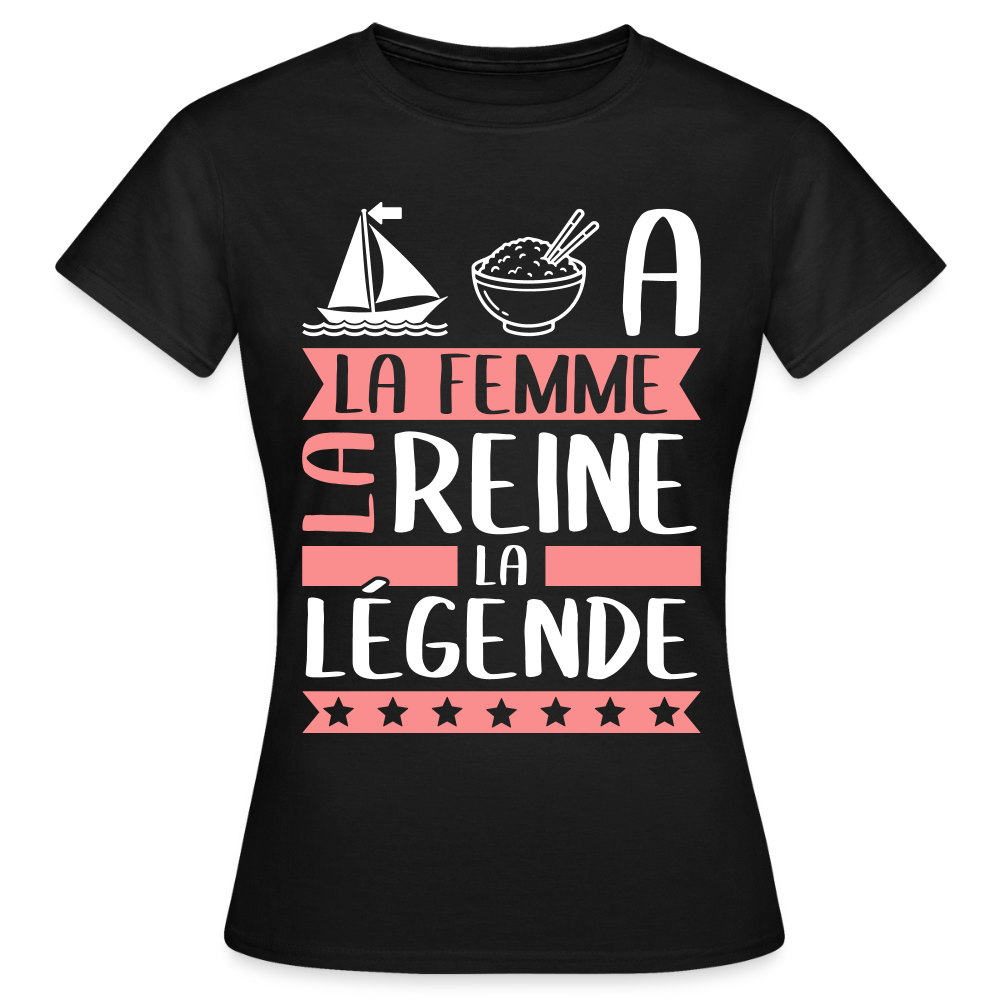 T-shirt femme Maria rébus – La femme, la reine, la légende - noir