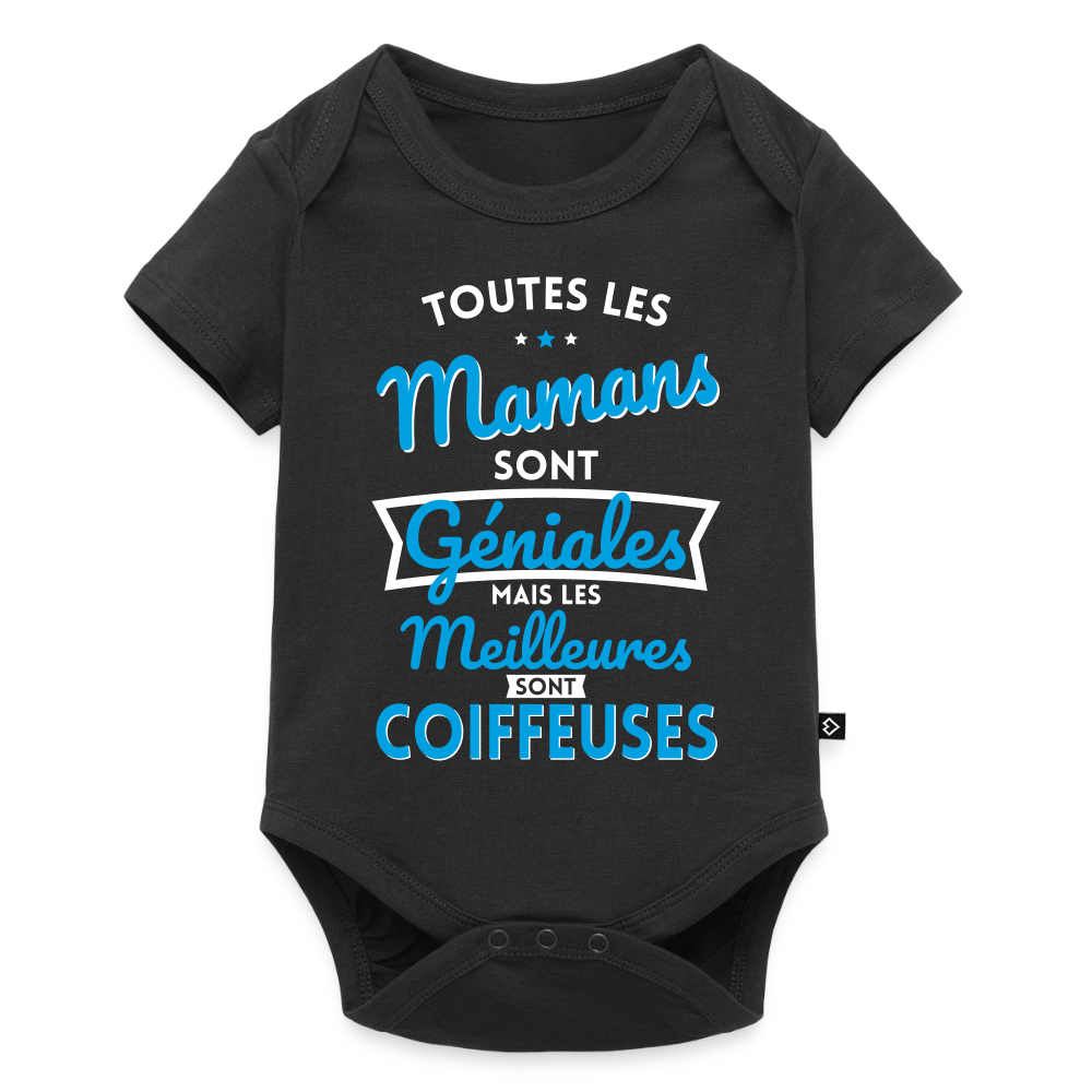 Body Bébé bio manches courtes - Mamans géniales - Les meilleures sont coiffeuses - noir