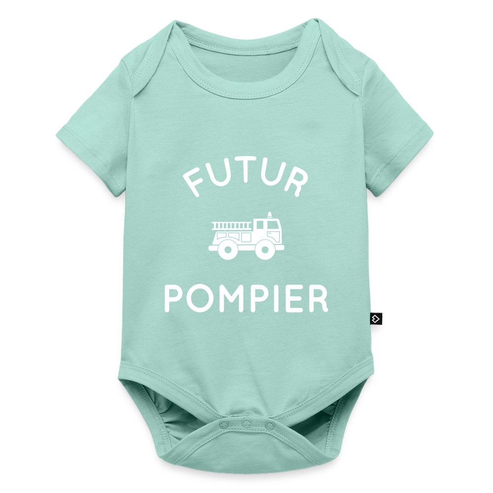 Body Bébé bio manches courtes - Futur pompier - menthe 