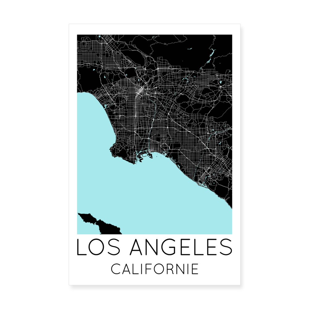 Poster Los Angeles - Plan Los Angeles - 20 x 30 cm - blanc
