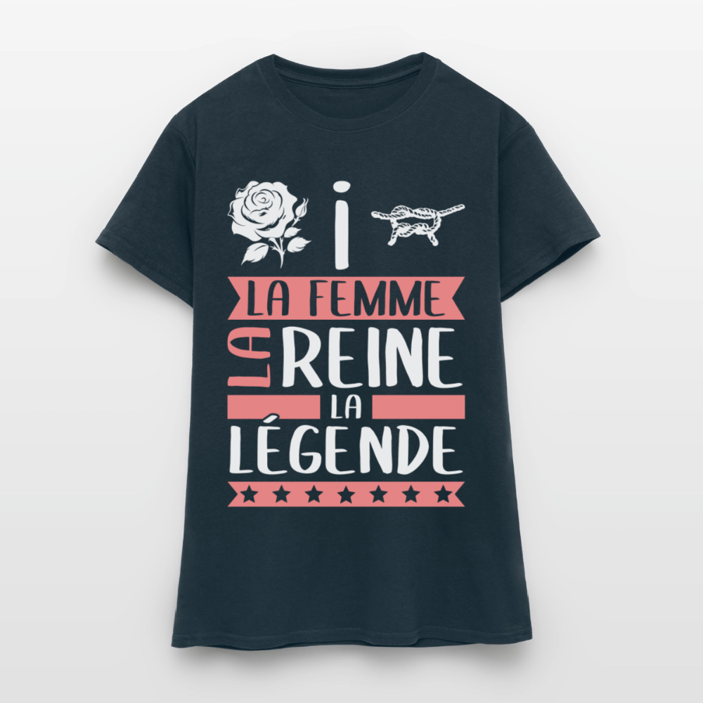 T-shirt femme Rosine rébus – La femme, la reine, la légende - marine