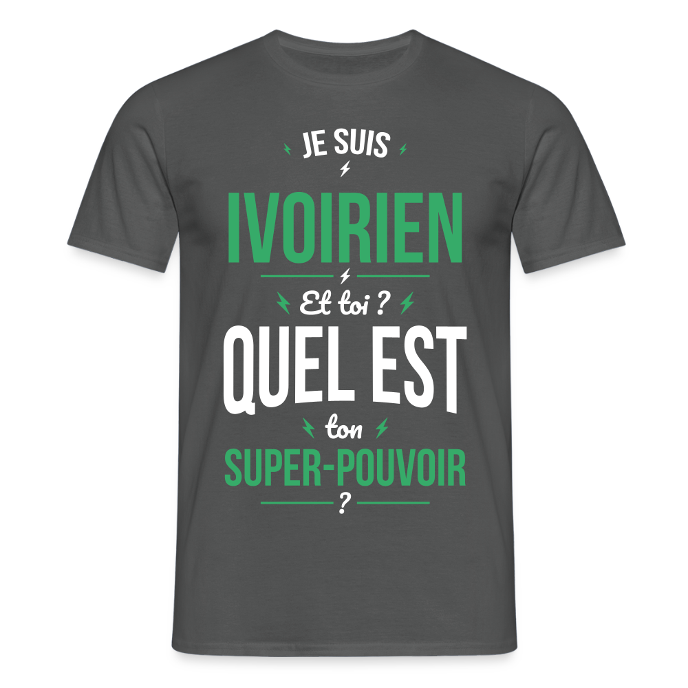 T-shirt Homme - Je suis Ivoirien - Super-pouvoir - charbon