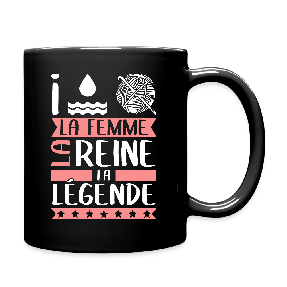 Mug uni Yolaine rébus – La femme, la reine, la légende - noir