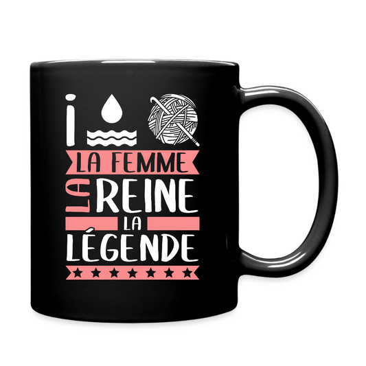 Mug uni Yolaine rébus – La femme, la reine, la légende - noir