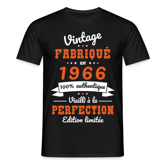 T-shirt anniversaire homme 60 ans – Vintage 1966 - noir