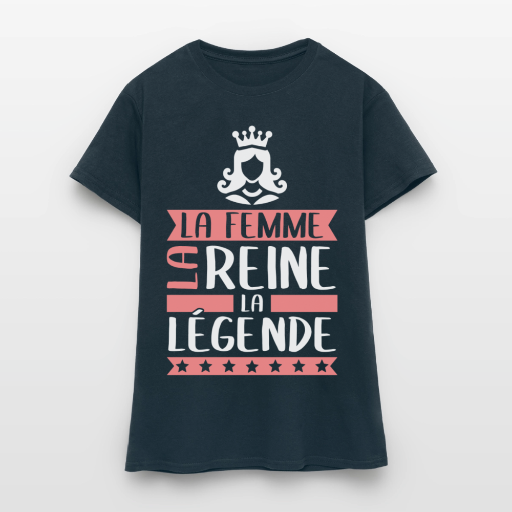 T-shirt femme Reine rébus – La femme, la reine, la légende - marine