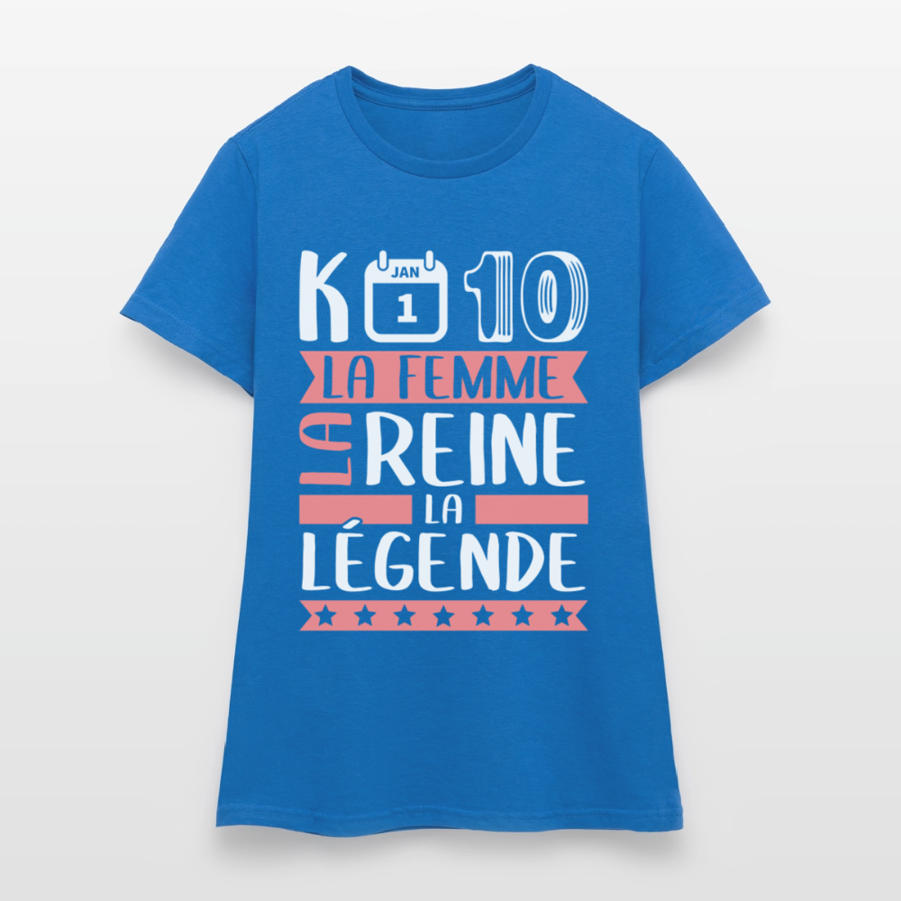 T-shirt femme Candice rébus – La femme, la reine, la légende - bleu royal