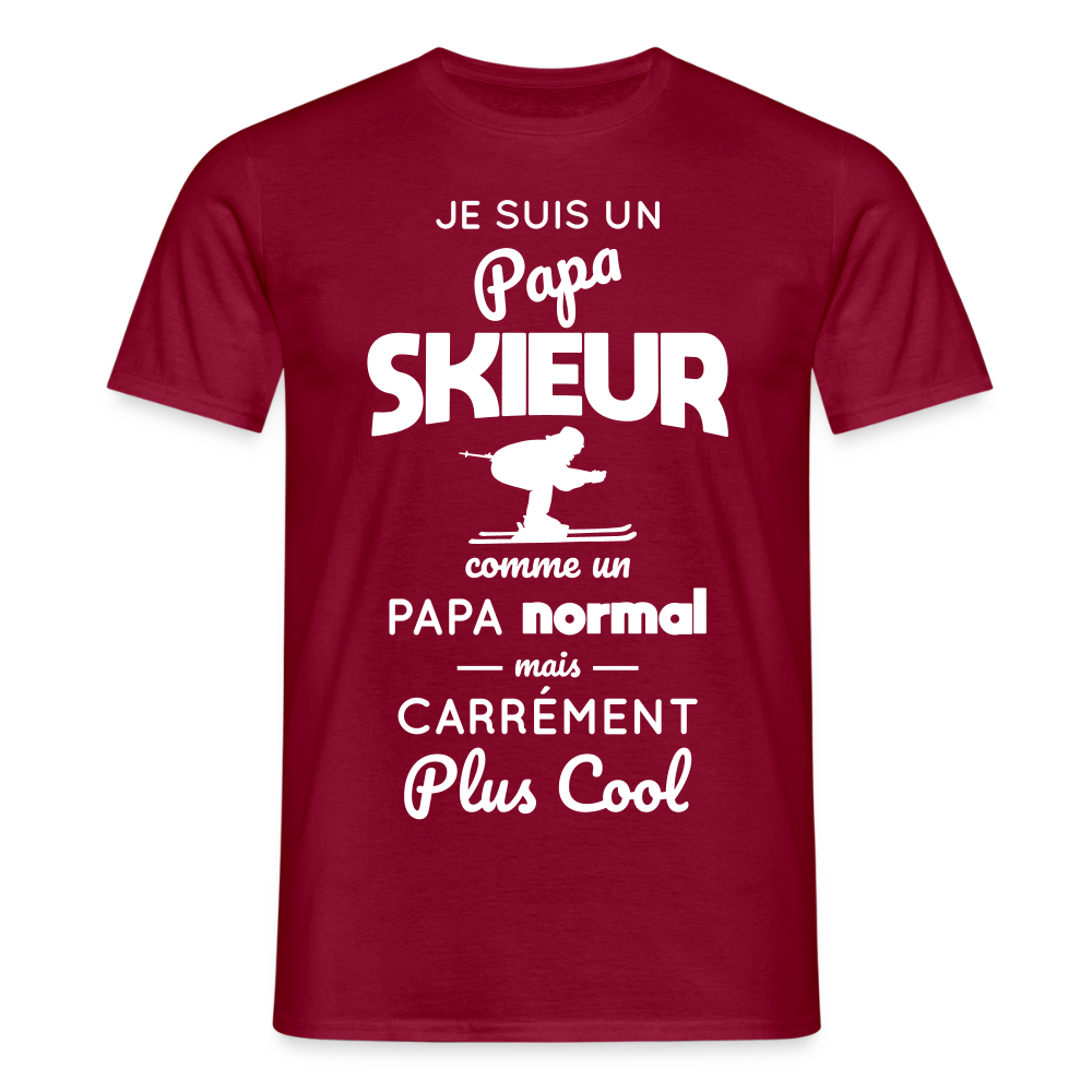 T-shirt Homme - Papa skieur plus cool - rouge brique
