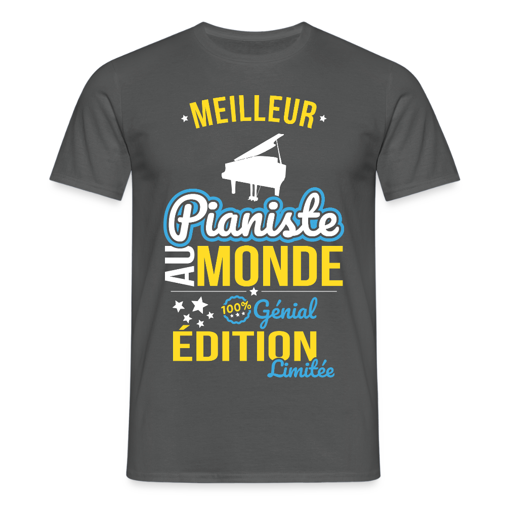 T-shirt Homme - Meilleur Pianiste au monde - 100% génial - charbon