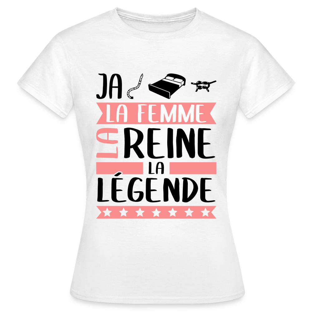 T-shirt femme coloris clair Jacqueline rébus – La femme, la reine, la légende - blanc