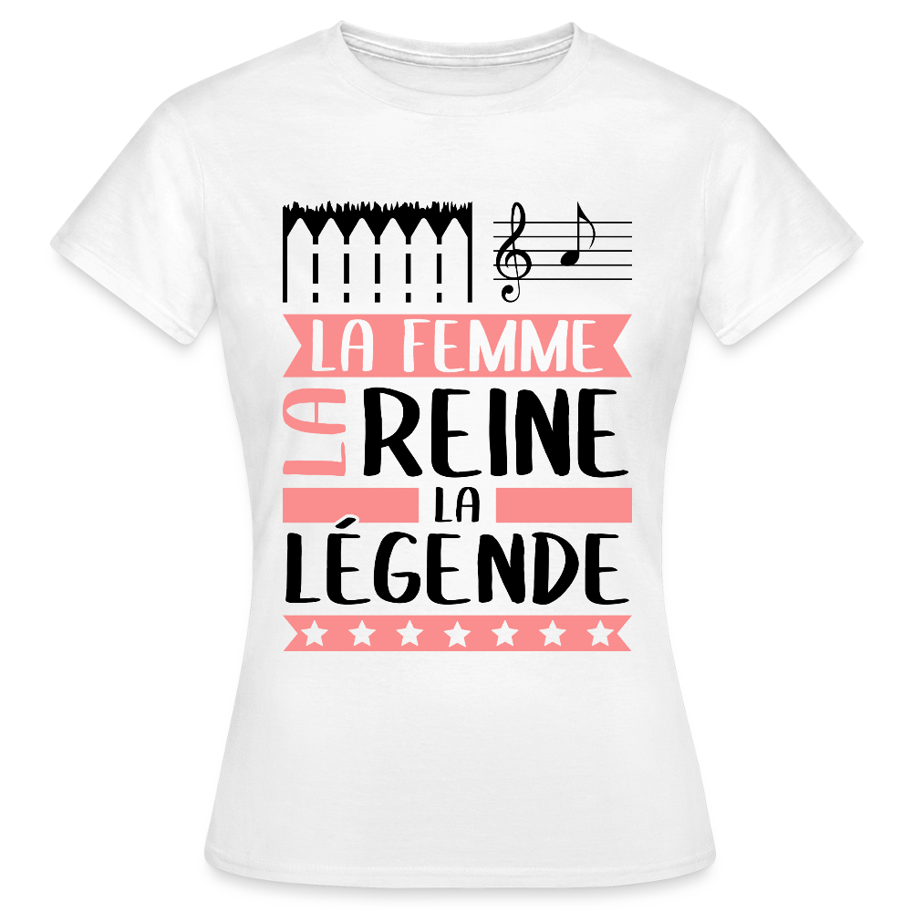 T-shirt femme coloris clair Ella rébus – La femme, la reine, la légende - blanc