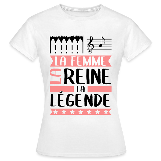 T-shirt femme coloris clair Ella rébus – La femme, la reine, la légende - blanc