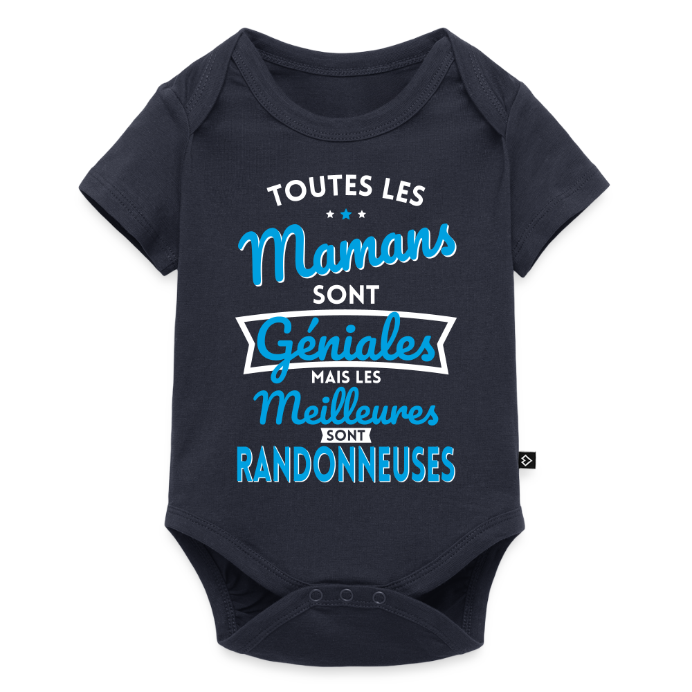 Body Bébé bio manches courtes - Mamans géniales - Les meilleures sont randonneuses - bleu marine