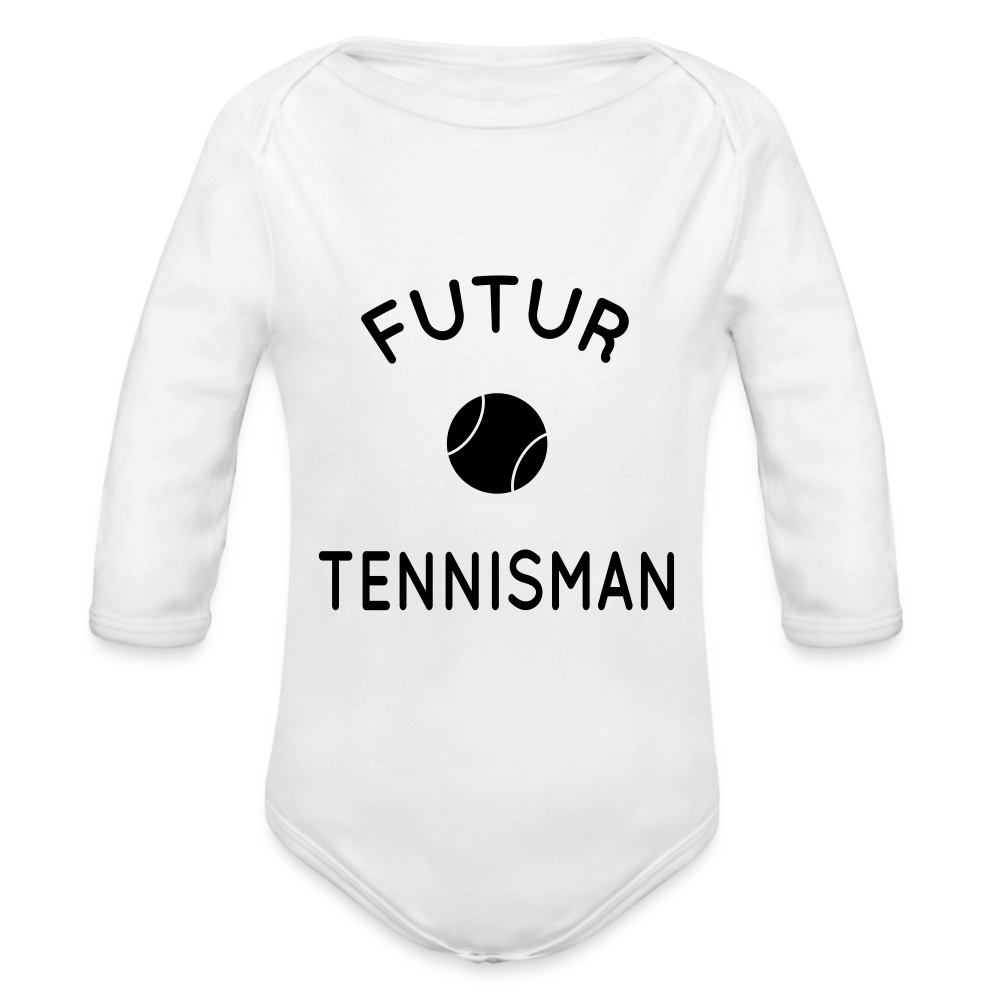 Body Bébé bio manches longues - Futur tennisman - blanc