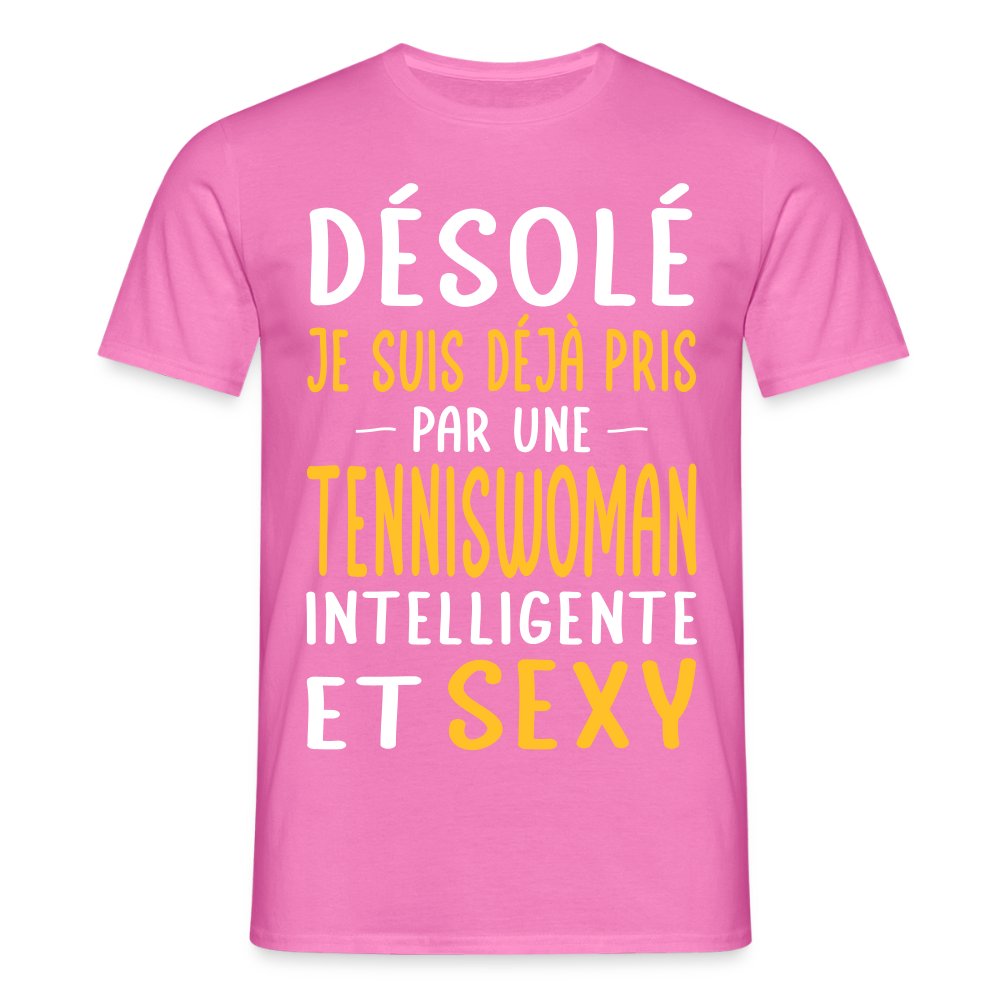 T-shirt Homme - Je suis pris par une tenniswoman intelligente et sexy - rose