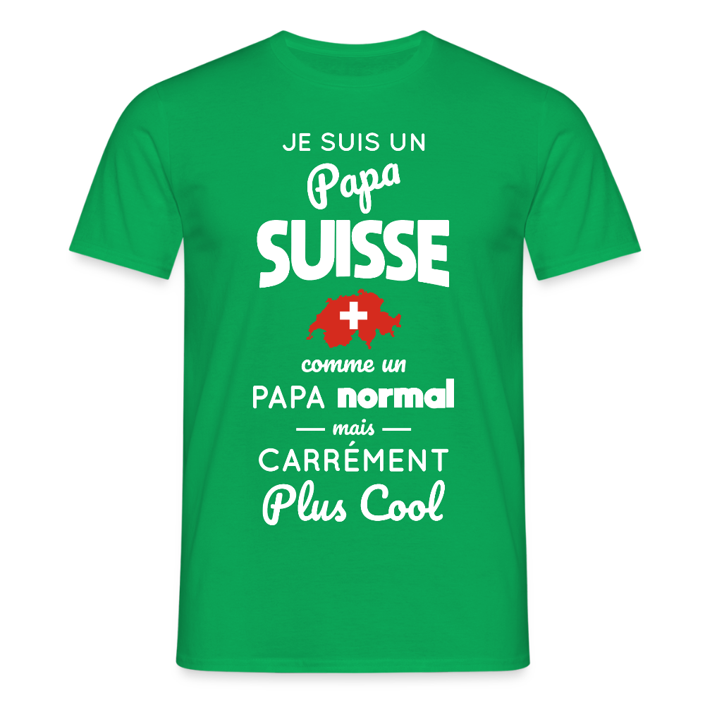 T-shirt Homme - Papa Suisse Plus Cool - vert