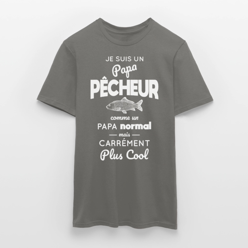 T-shirt Homme - Papa pêcheur plus cool - gris graphite