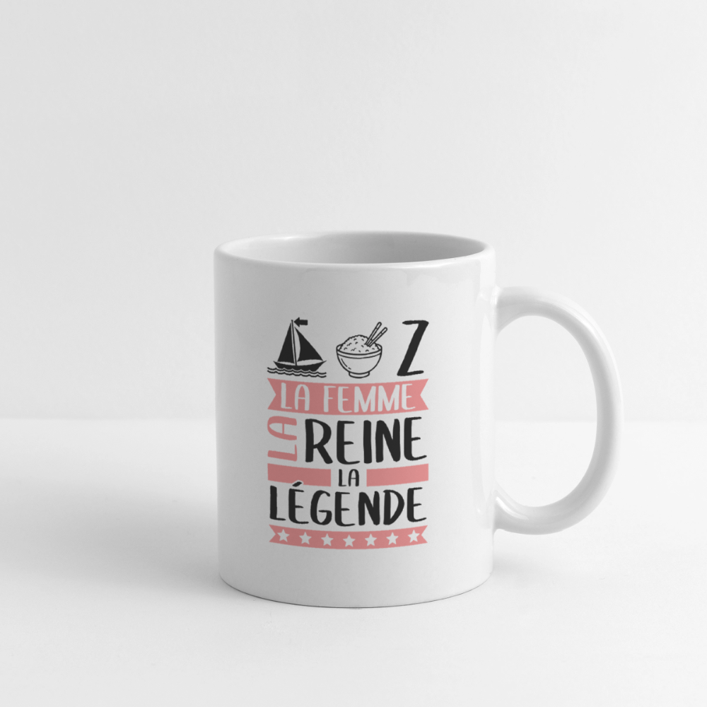 Mug blanc Maryse rébus – La femme, la reine, la légende - blanc
