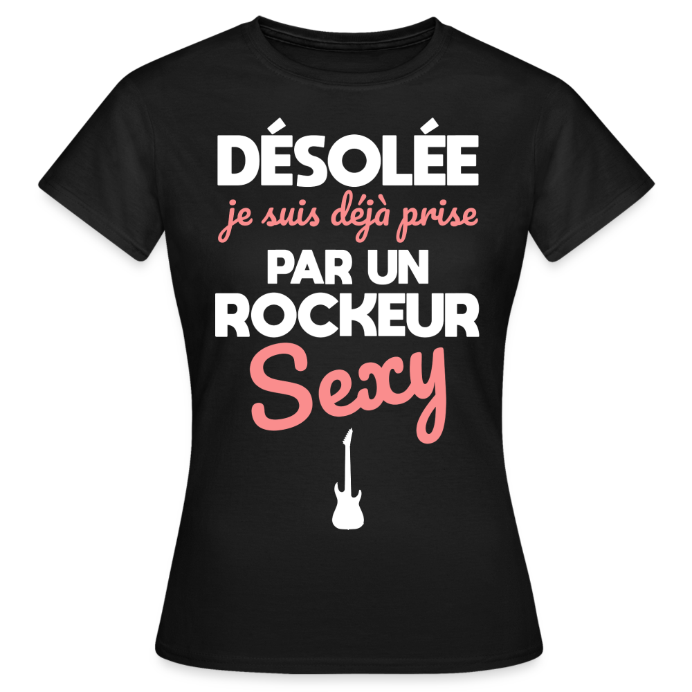 T-shirt Femme - Je suis prise par un rockeur sexy - noir