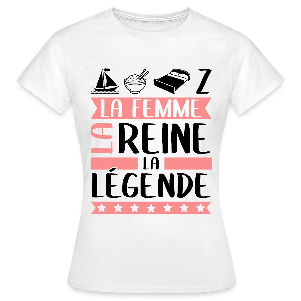 T-shirt femme coloris clair Marie-Lise rébus – La Femme, la reine, la légende - blanc