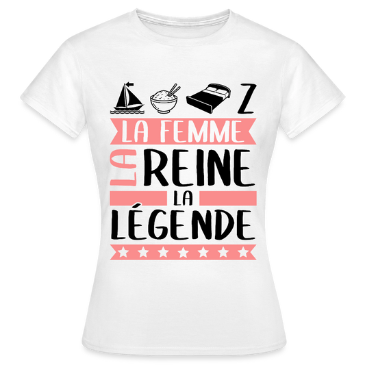 T-shirt femme coloris clair Marie-Lise rébus – La Femme, la reine, la légende - blanc