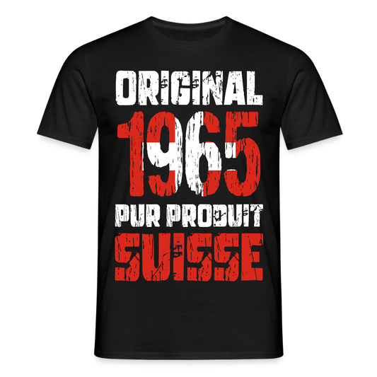 T-shirt Homme - Anniversaire 60 Ans - Original 1965 - Pur produit Suisse - noir