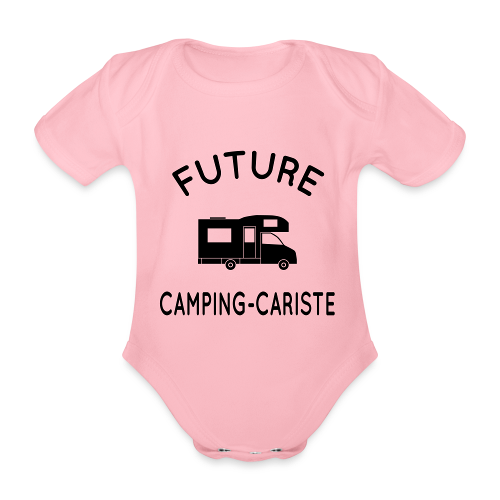 Body Bébé bio manches courtes - Future camping-cariste - rose clair