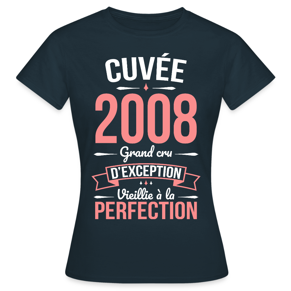 T-shirt anniversaire femme 18 ans – Cuvée 2008, Grand cru d’exception - marine