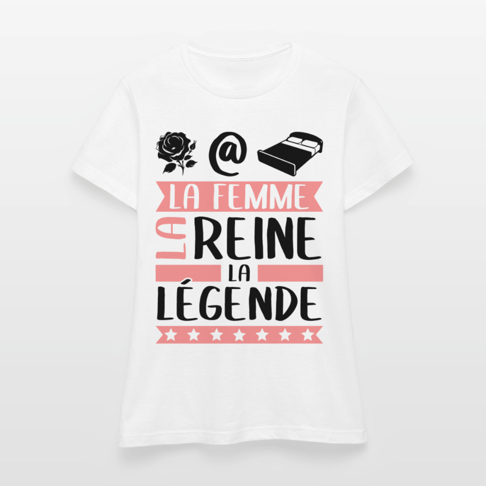 T-shirt femme coloris clair Rosalie rébus – La femme, la reine, la légende - blanc