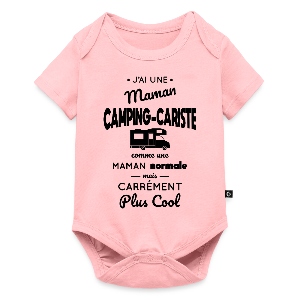Body Bébé bio manches courtes - J'ai une maman camping-cariste - rose
