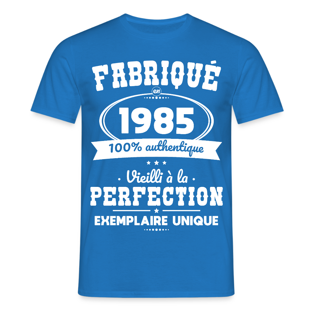 T-shirt Homme - Anniversaire 40 Ans - Fabriqué en 1985 - bleu royal