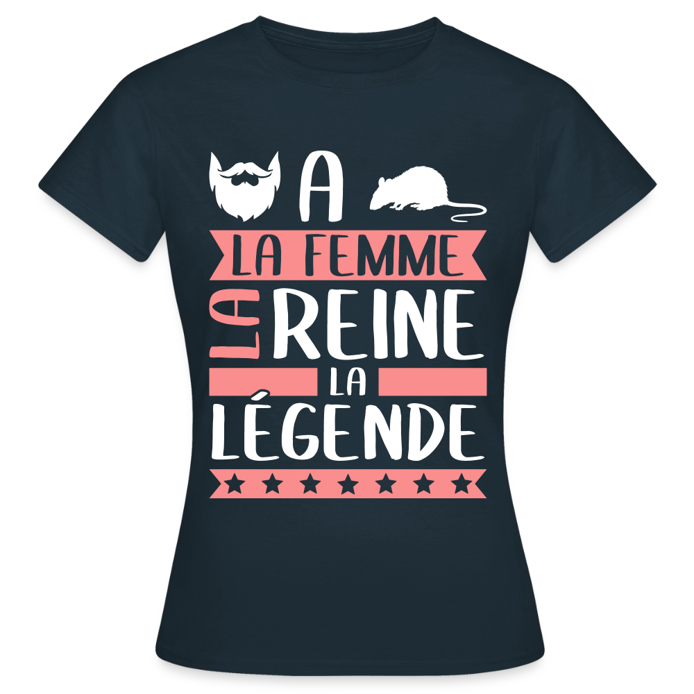 T-shirt femme Barbara rébus – La femme, la reine, la légende - marine