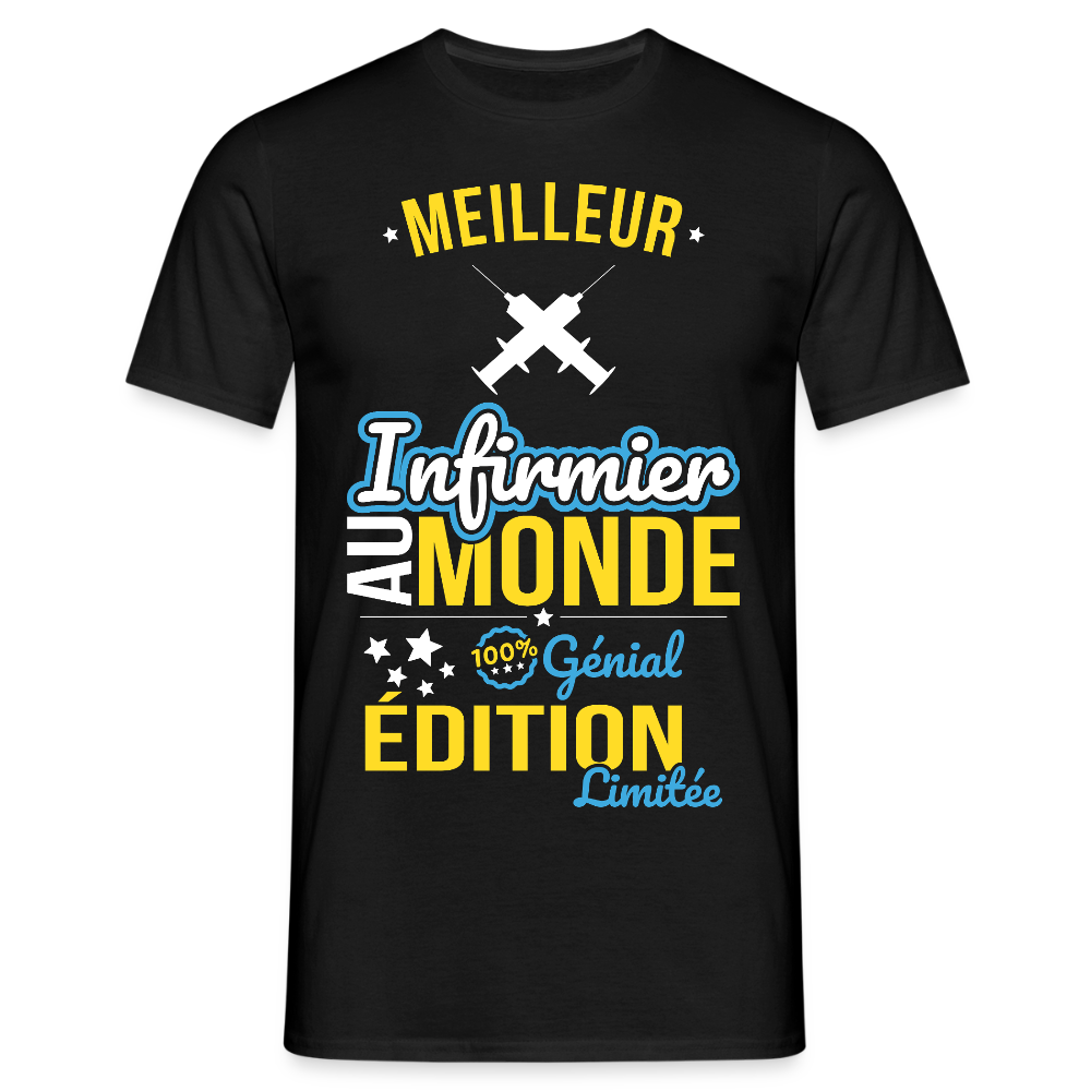 T-shirt Homme - Meilleur Infirmier au monde - 100% génial - noir
