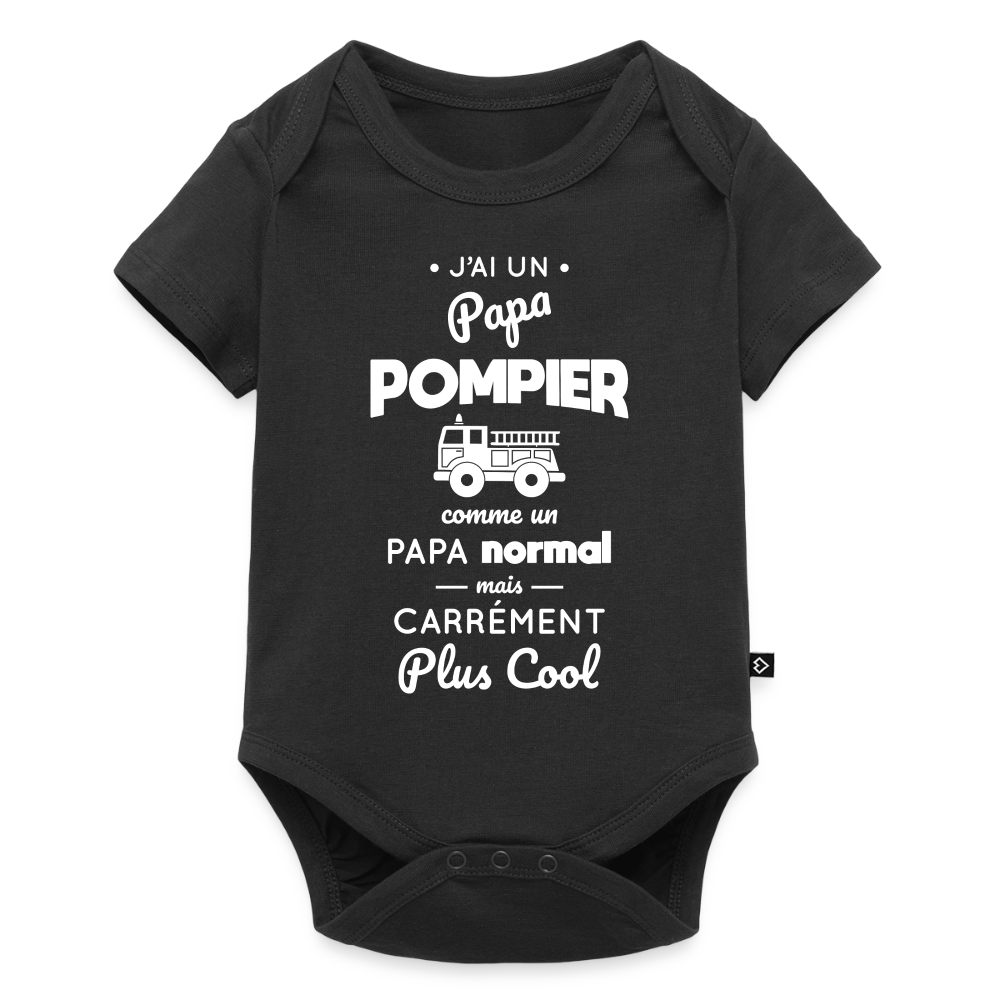 Body Bébé bio manches courtes - J'ai un papa pompier - noir