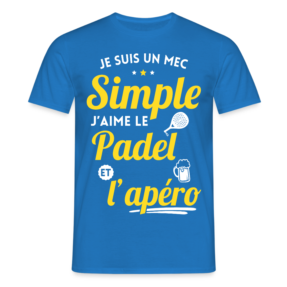 T-shirt Homme - J'aime le  padel et l'apéro - bleu royal