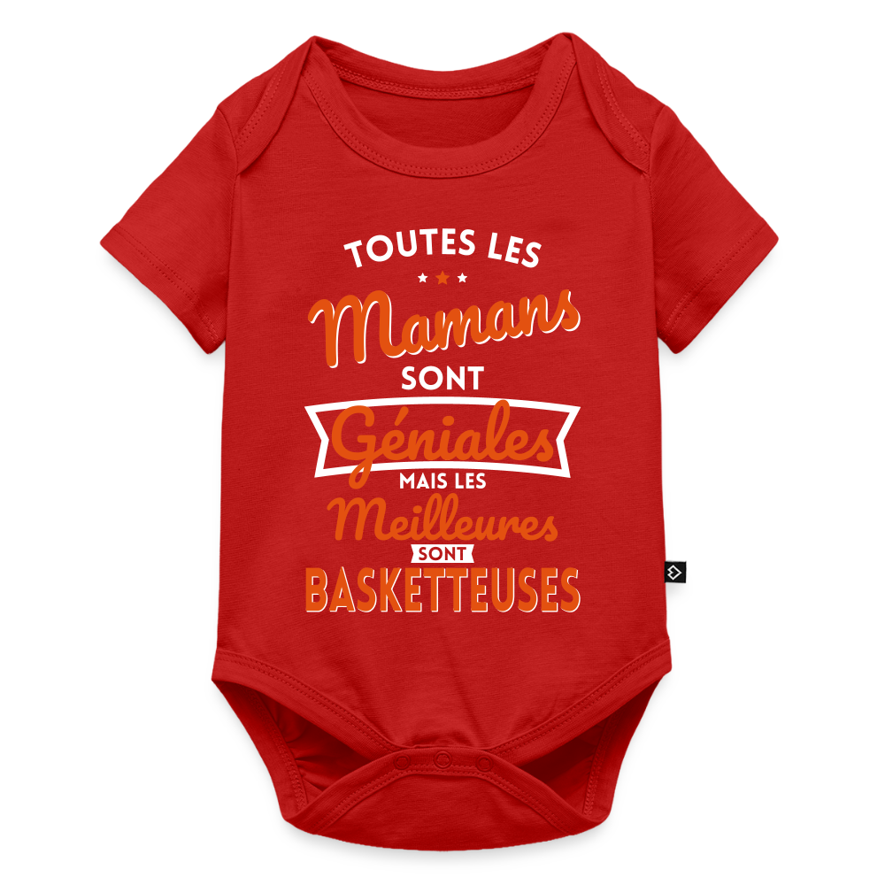 Body Bébé bio manches courtes - Mamans géniales - Les meilleures sont basketteuses - rouge